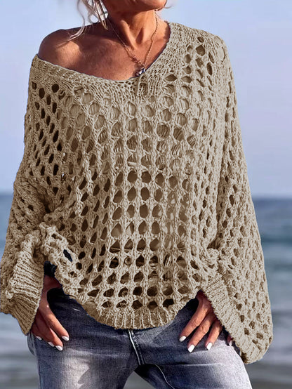 Hollow Out Knit Sun Protection Shirt