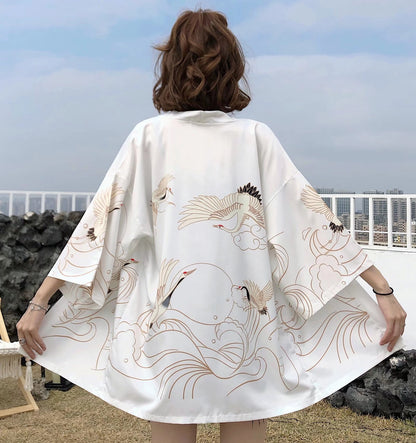 Ethnic Print Kimono Cloak Cardigan