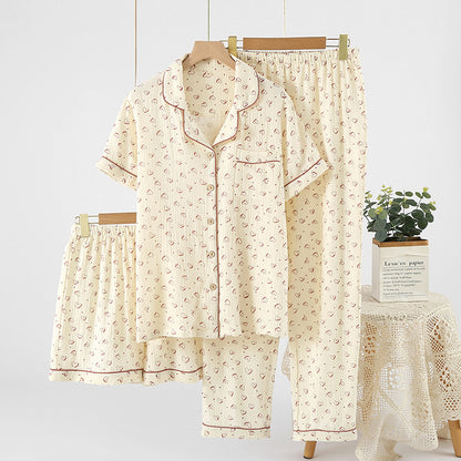 Cotton Three-Piece Pajama Set