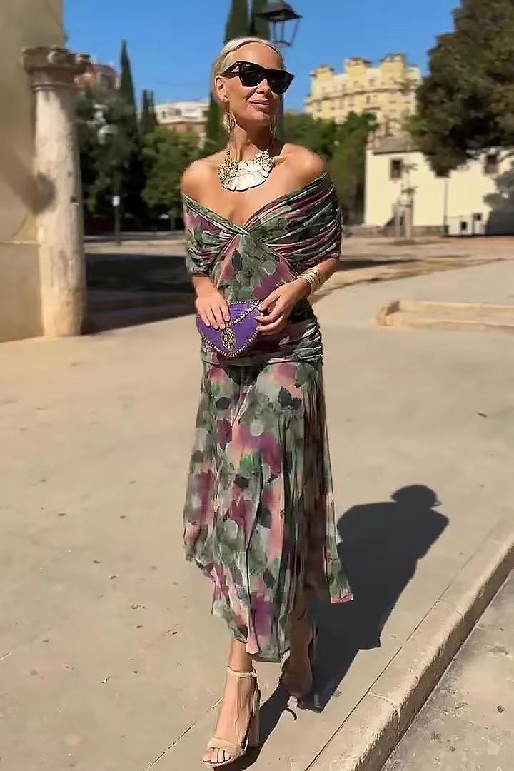 Mesh Print Spliced Dress