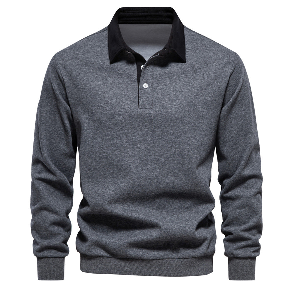 Mens Long Sleeve Polo Collar Sweatshirt