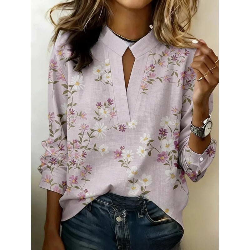 Womens Digital Print Pullover Blouse