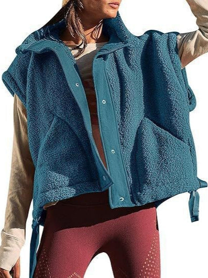 Women's Plush Fleece Button Front Vest