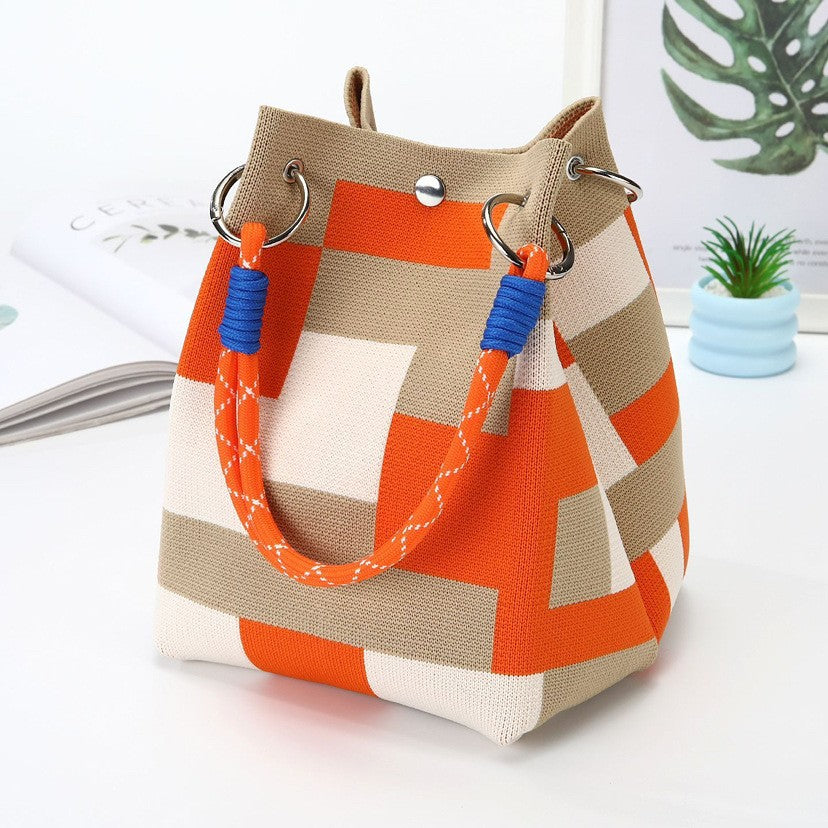Knitted Handbag with Magnetic Buckle