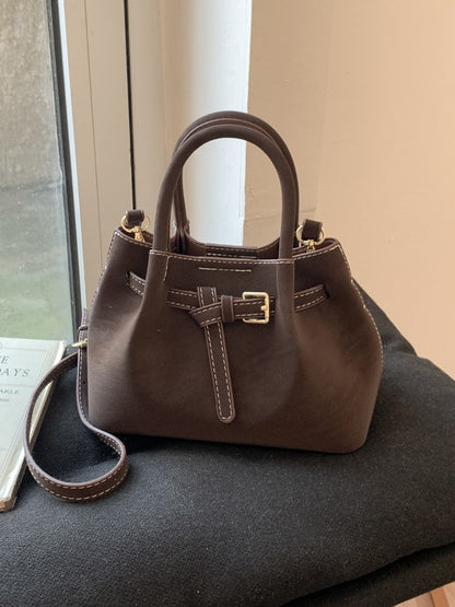 High-end suede bucket bag