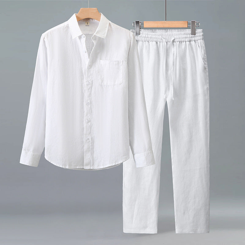 Men's Linen Casual Shirt and Trousers Set