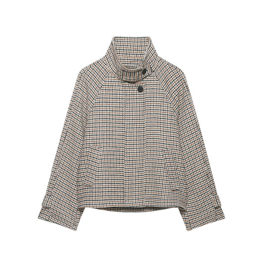 Floral Lattice High Collar Short Jacket