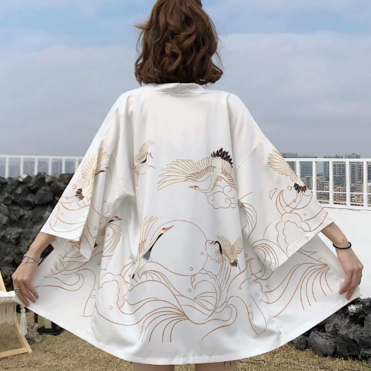 Ethnic Print Kimono Cloak Cardigan
