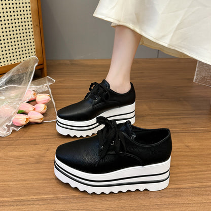 Striped loafers with lace-up straps