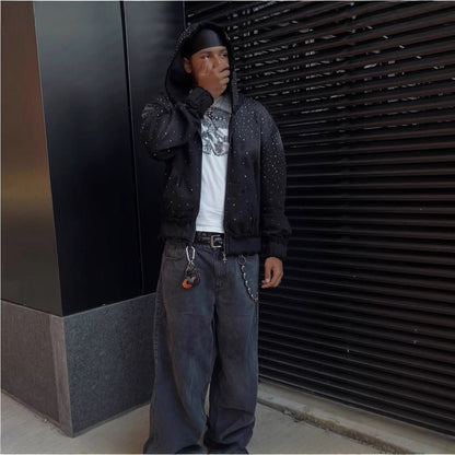 Mens Star Print Hooded Sweatshirt