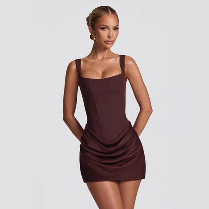 Elegant Pleated Vest Dress