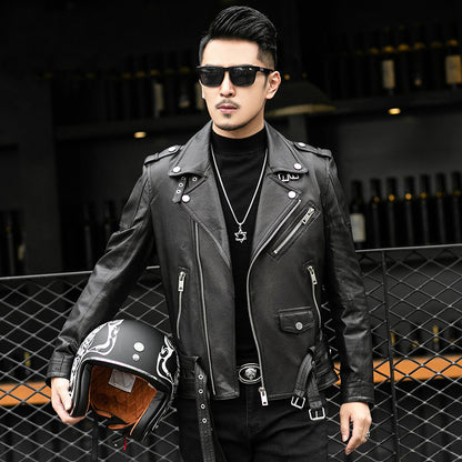 Mens Genuine Leather Biker Jacket