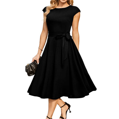 Sleeveless Lace-Up Waist Dress