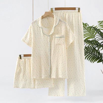 Cotton Three-Piece Pajama Set