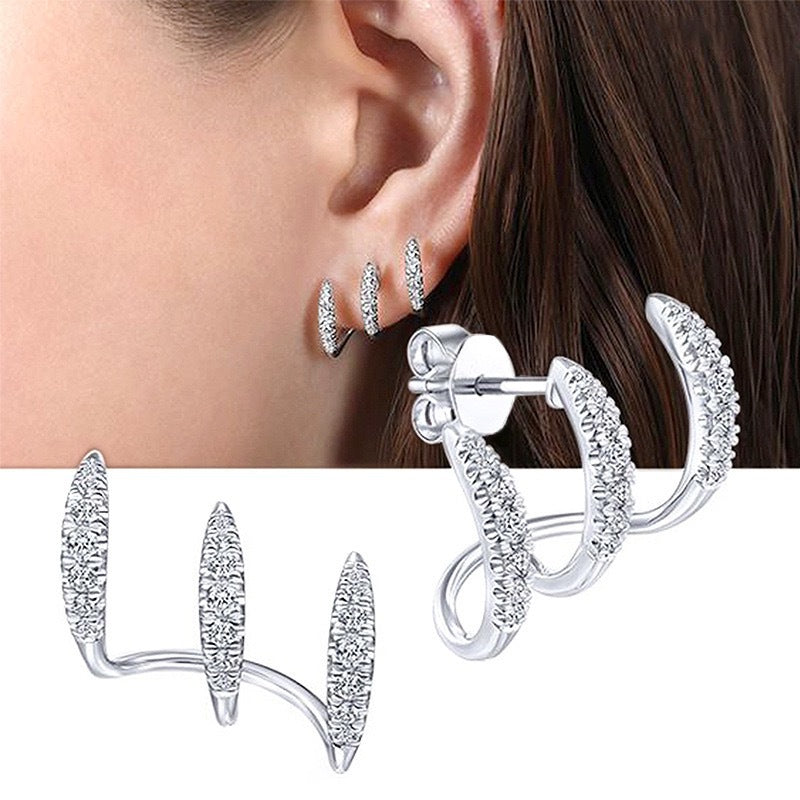 Niche design three-prong earrings