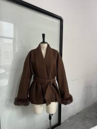 Womens Wool Blend Mid-Length Coat