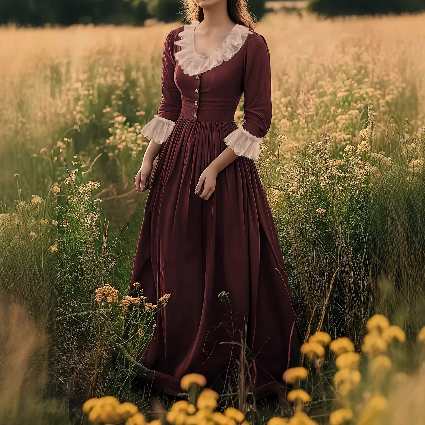 Vintage Flared Chiffon Dress