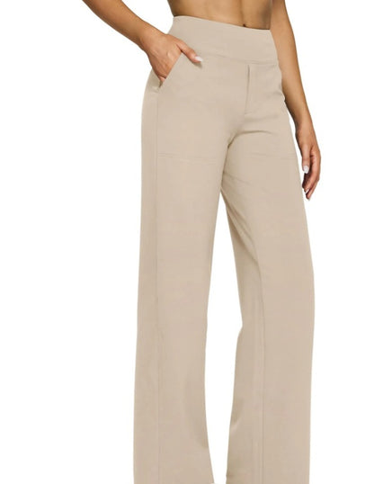 Casual high-waisted straight leg pants