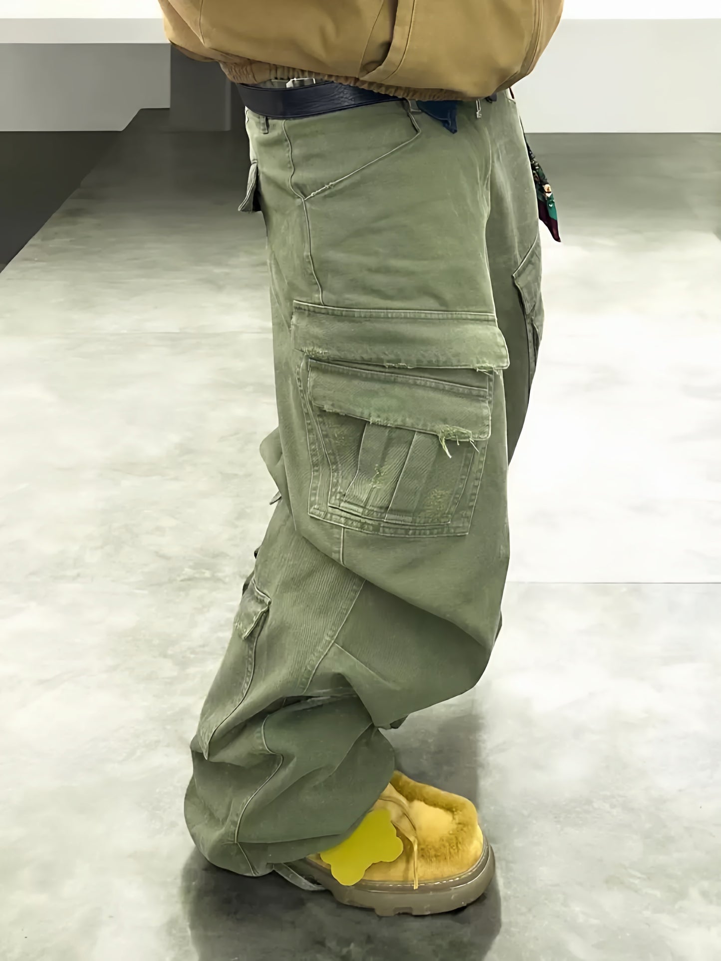 Distressed vintage casual overalls