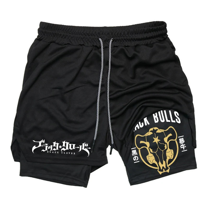 Anime Print Double Layer Casual Shorts