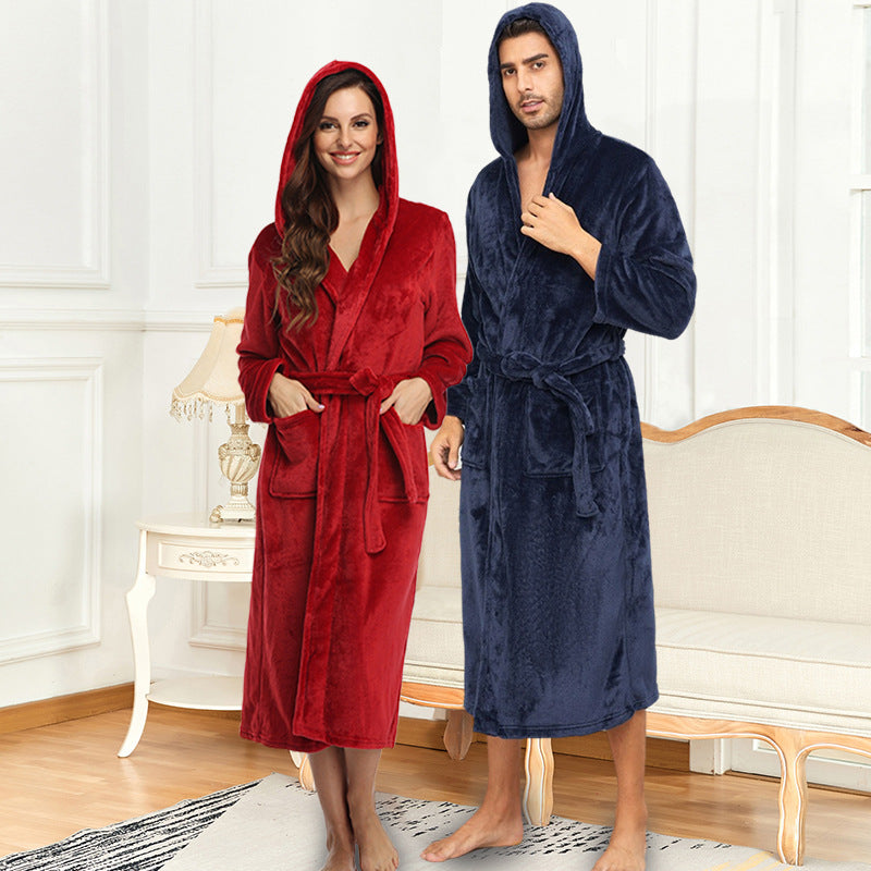 Hooded Flannel Bathrobe for Women