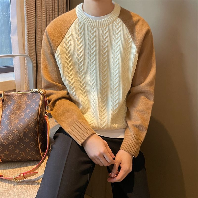 Men's versatile color-blocked sweater