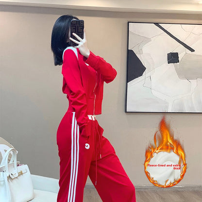 Fleece-Lined and Thickened Sportswear Set