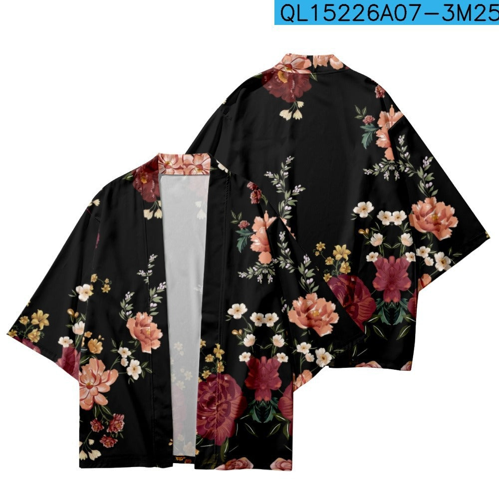 Ethnic Print Kimono Cloak Cardigan