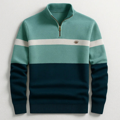 Mens Stand Collar Half Zip Knit Sweater