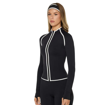 Womens Yoga Jacket Set with Trousers and Bra