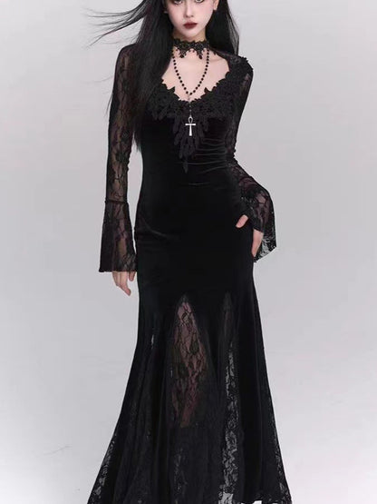 Women Lace Fishtail Dress