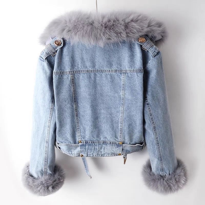 Detachable Faux Fur Lined Denim Jacket