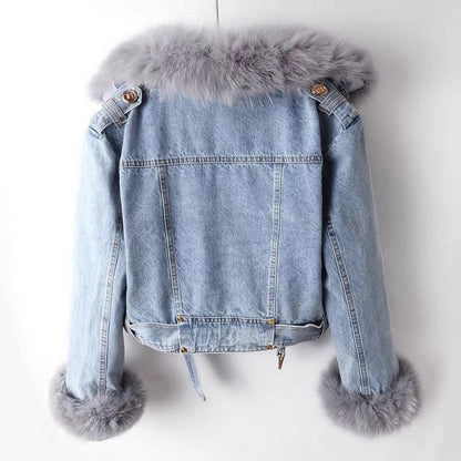 Detachable Faux Fur Lined Denim Jacket