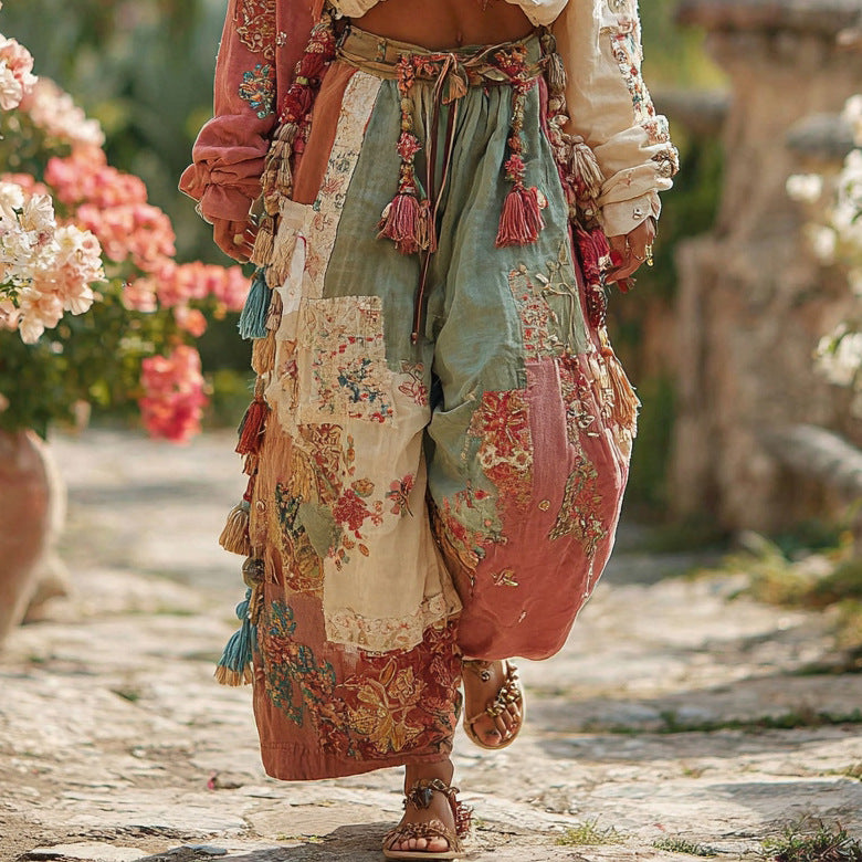 Wide Leg Straight Pants with Side Panels