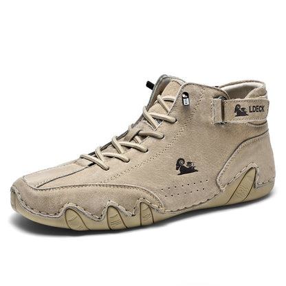 Genuine Leather High-Top Unisex Boots