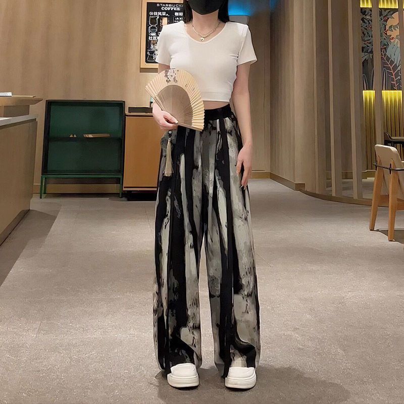 Women's wide-leg ice silk pants