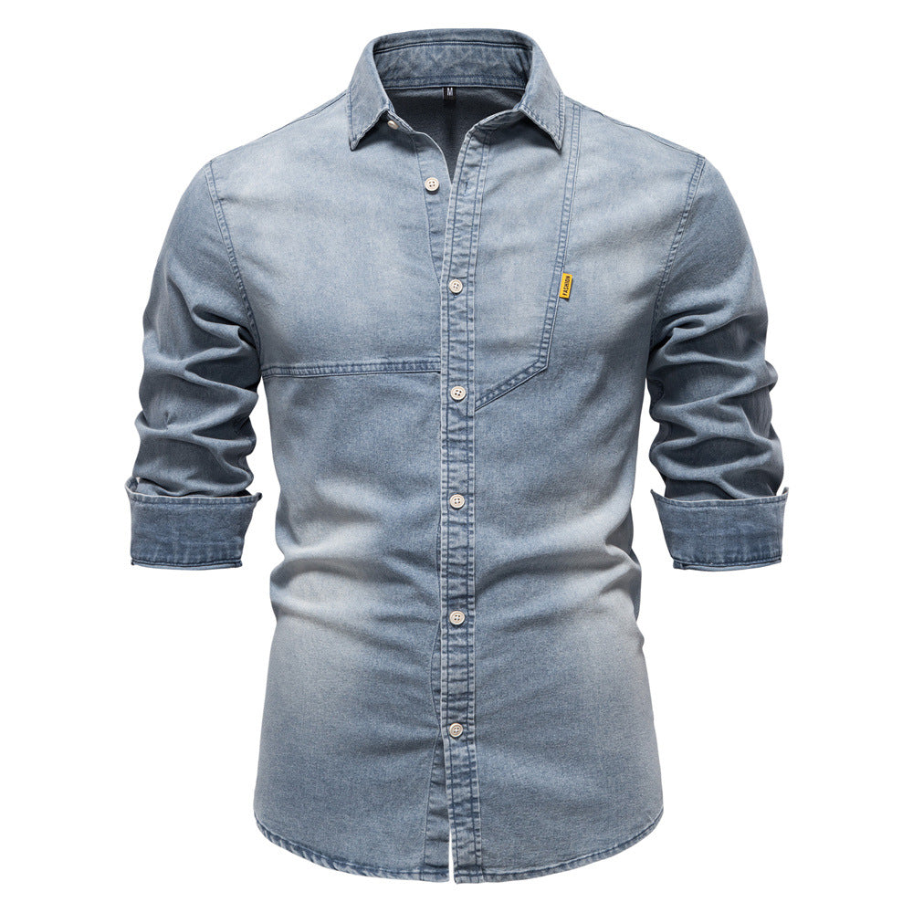 Mens Casual Denim Long Sleeve Shirt