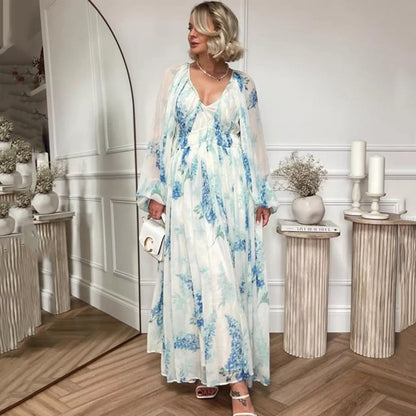 Floral Print Chiffon Bohemian Dress