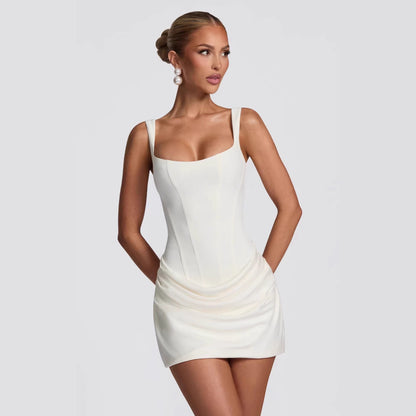 Elegant Pleated Vest Dress
