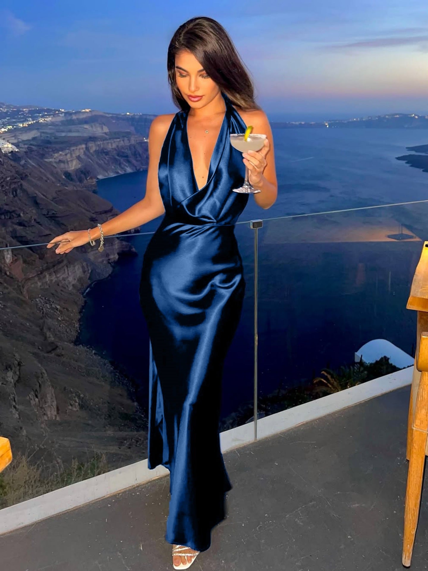 Elegant Sleeveless Halter Neck Dress