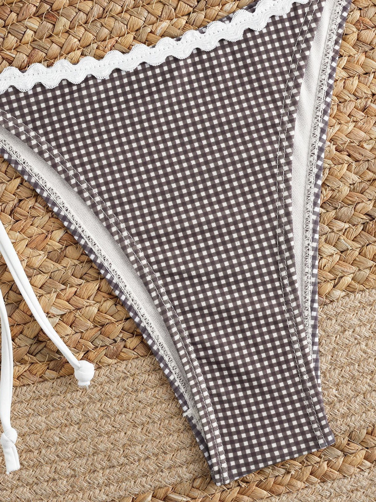 Adjustable Strap Plaid Bikini Set