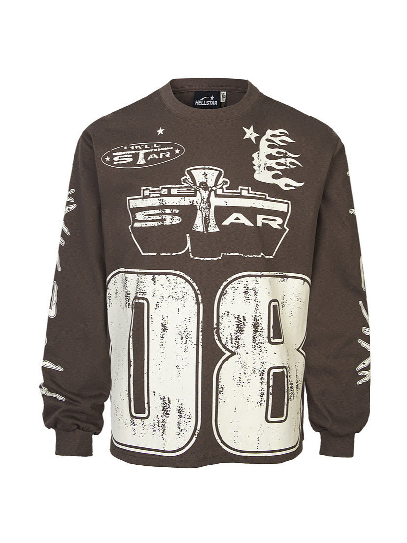 Cotton Letter Print Long Sleeve T-Shirt