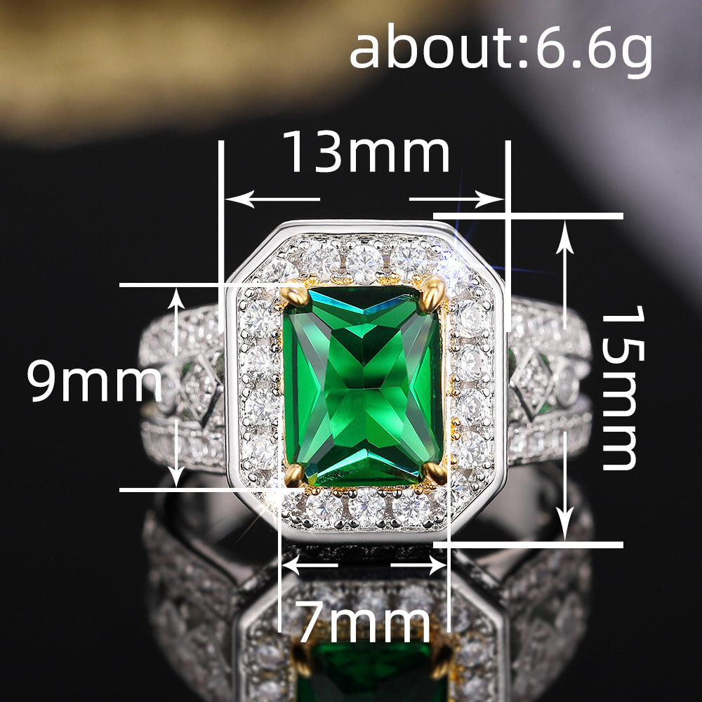 Square Inlay Zircon Ring Women's Light Luxury Jewelry
