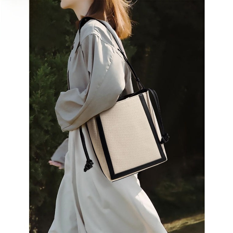 Contrasting-color large-capacity crossbody tote bag for women