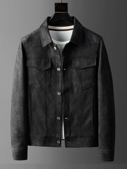 Men's Suede Lapel Jacket Casual Business Style