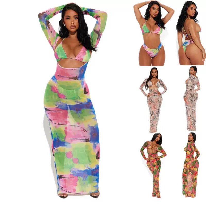 Women's Tie-Dye Bikini Set with Cover-Up