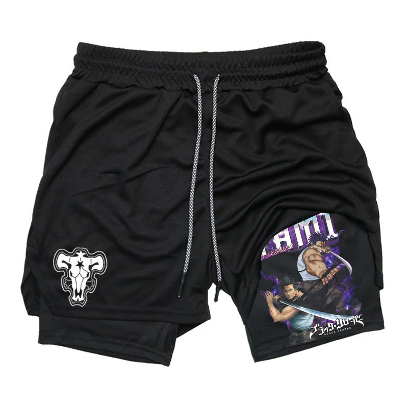 Anime Print Double Layer Casual Shorts