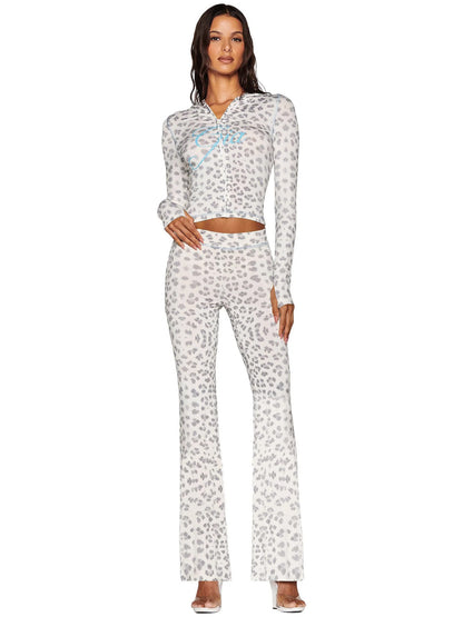 Women's Printed Hooded Long Sleeve Two-Piece Set