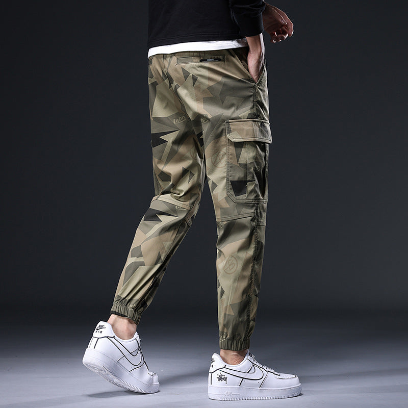 Elastic Waist Camouflage Multi-Pocket Casual Pants