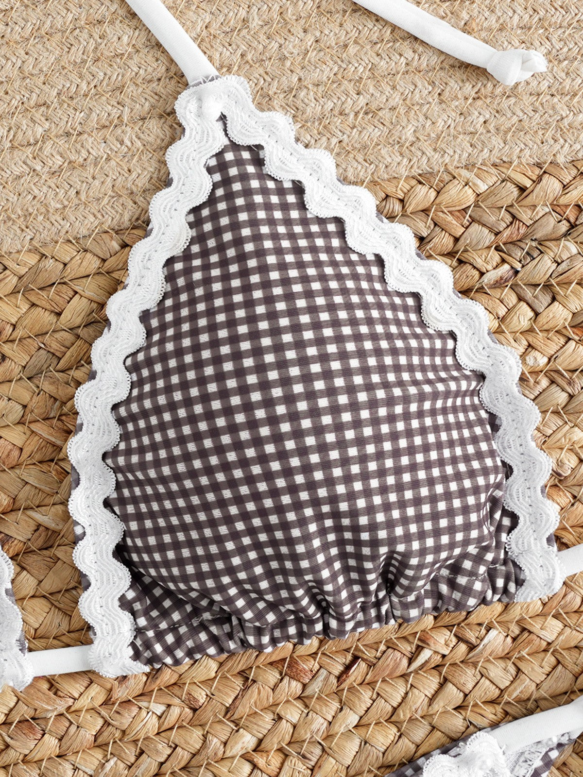 Adjustable Strap Plaid Bikini Set